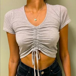 Cropped tie front top